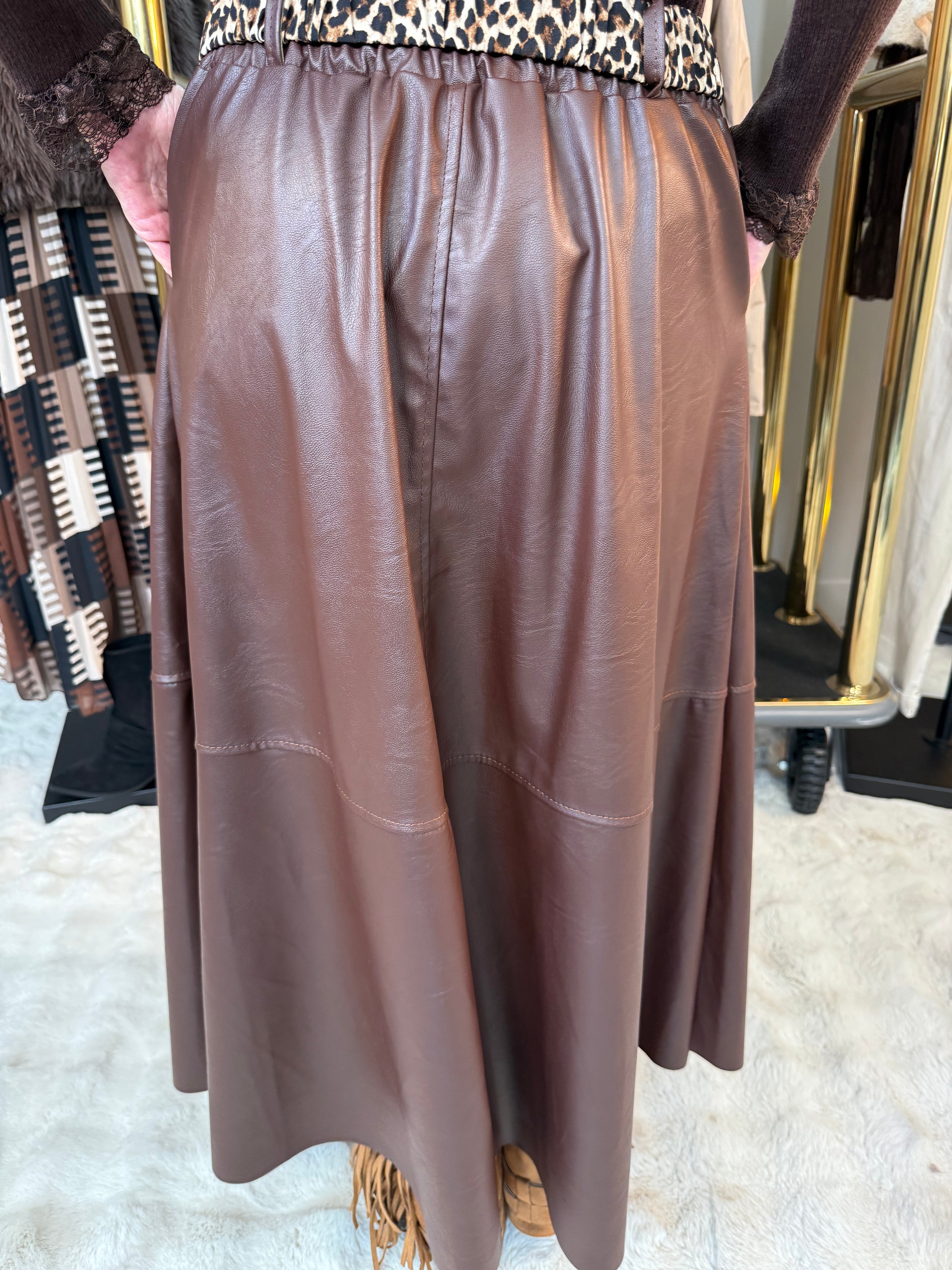 Jupe Simili Cuir Choco