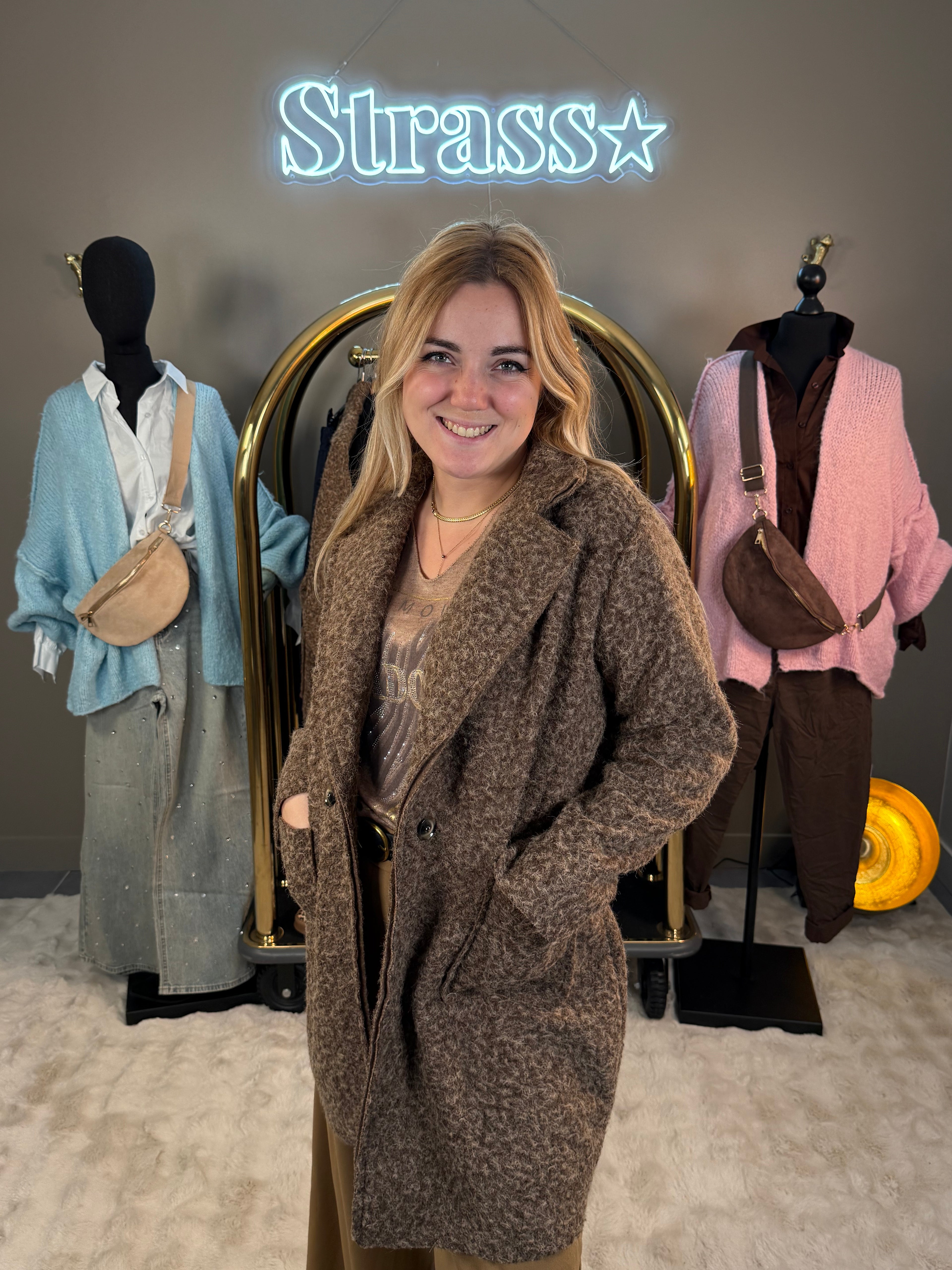 Manteau Laine Rase Choco Clair