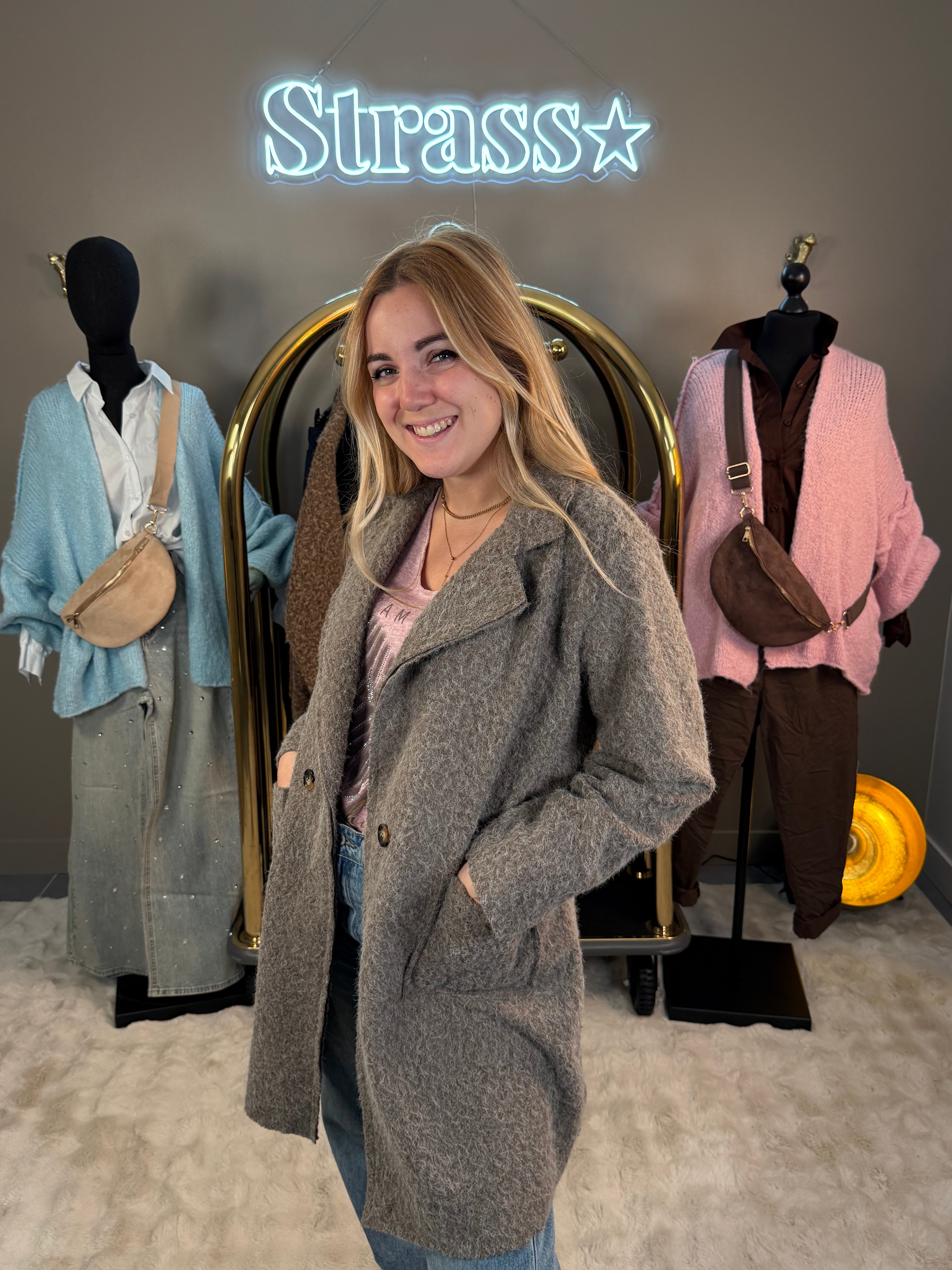 Manteau Laine Rase Taupe