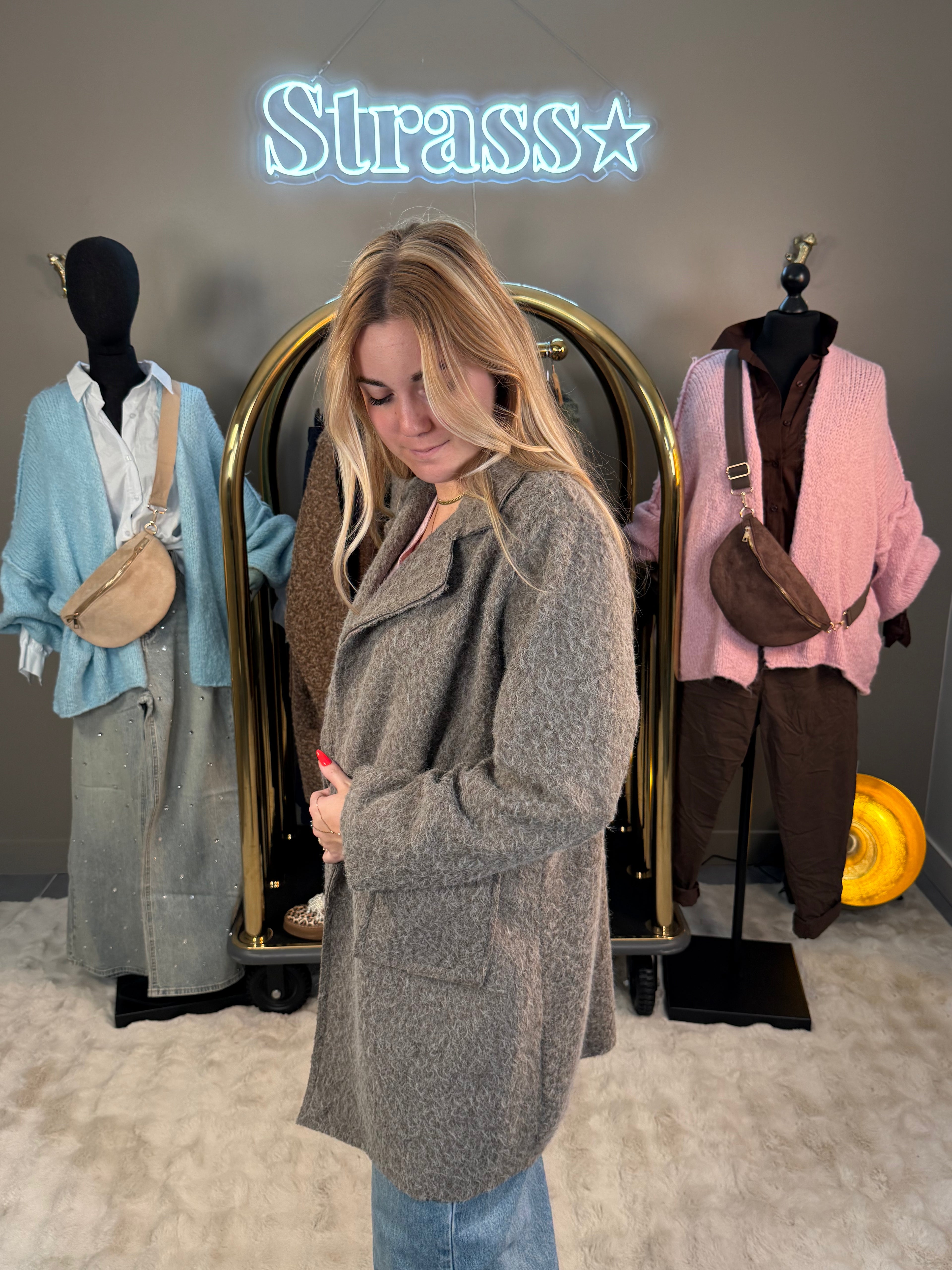 Manteau Laine Rase Taupe