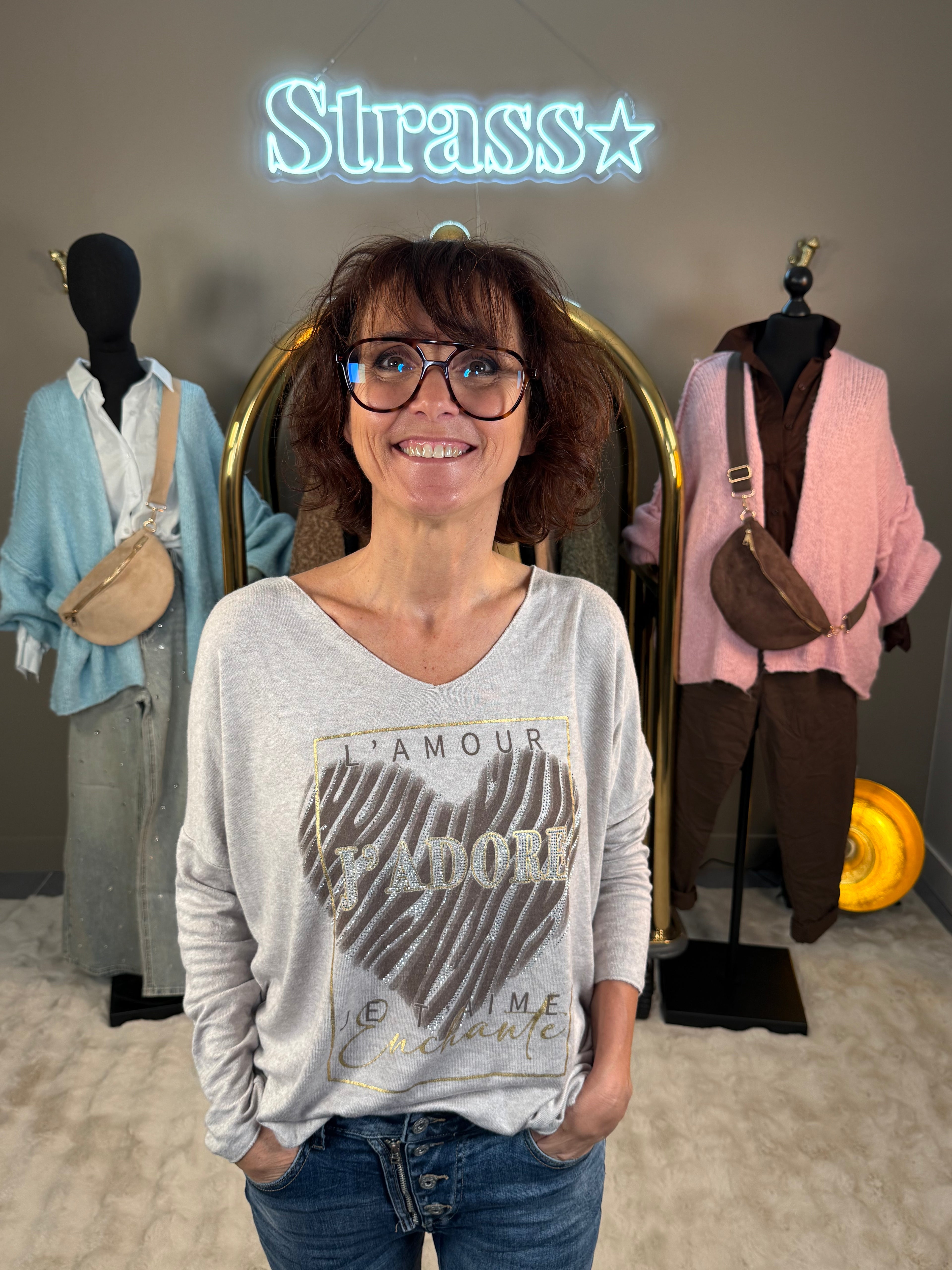Pull Fin J'adore Beige