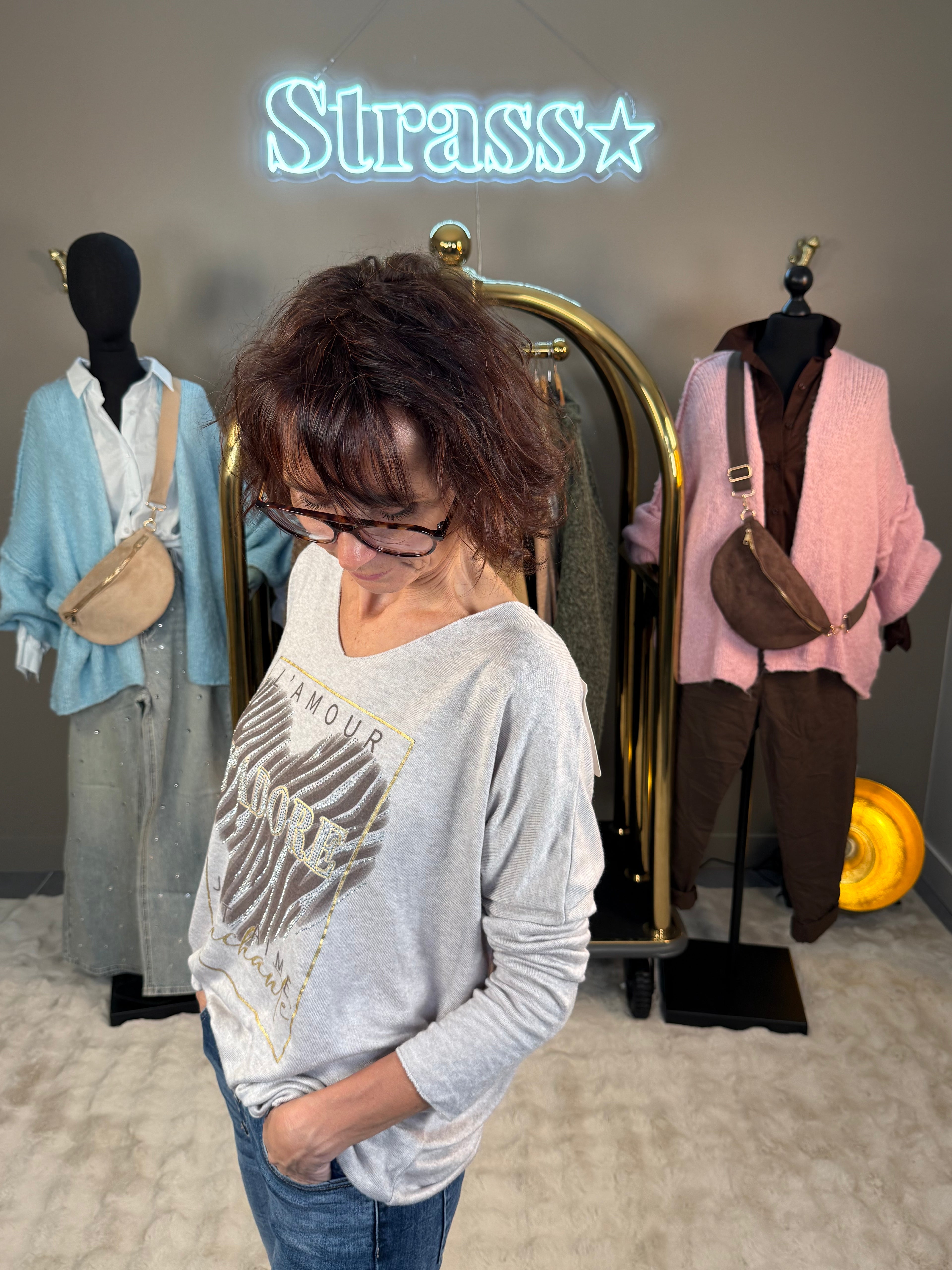 Pull Fin J'adore Beige