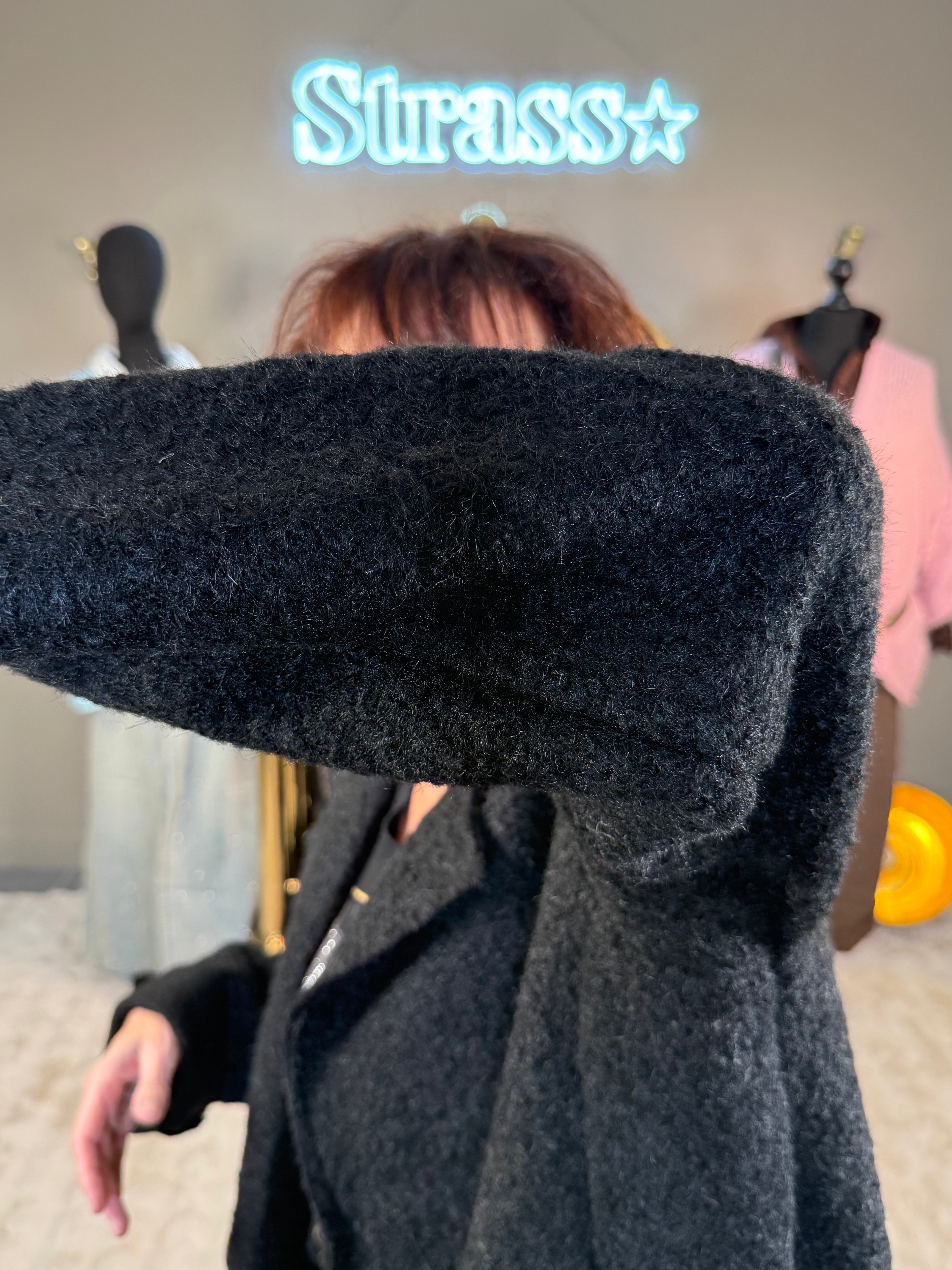 Manteau Laine Rase Noir
