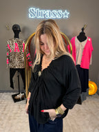 Blouse Froncée Soleil Noir