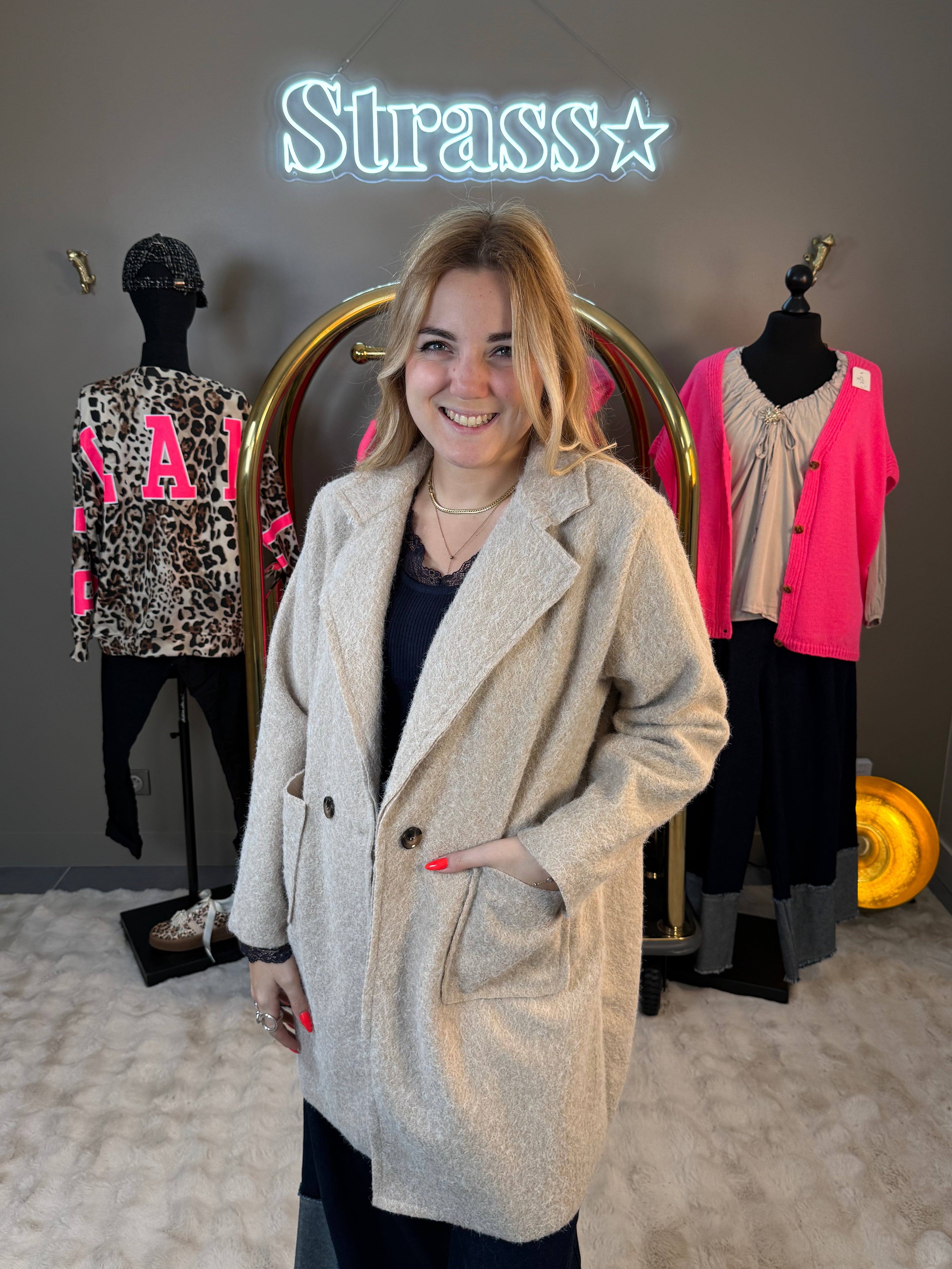 Manteau Laine Rase Beige