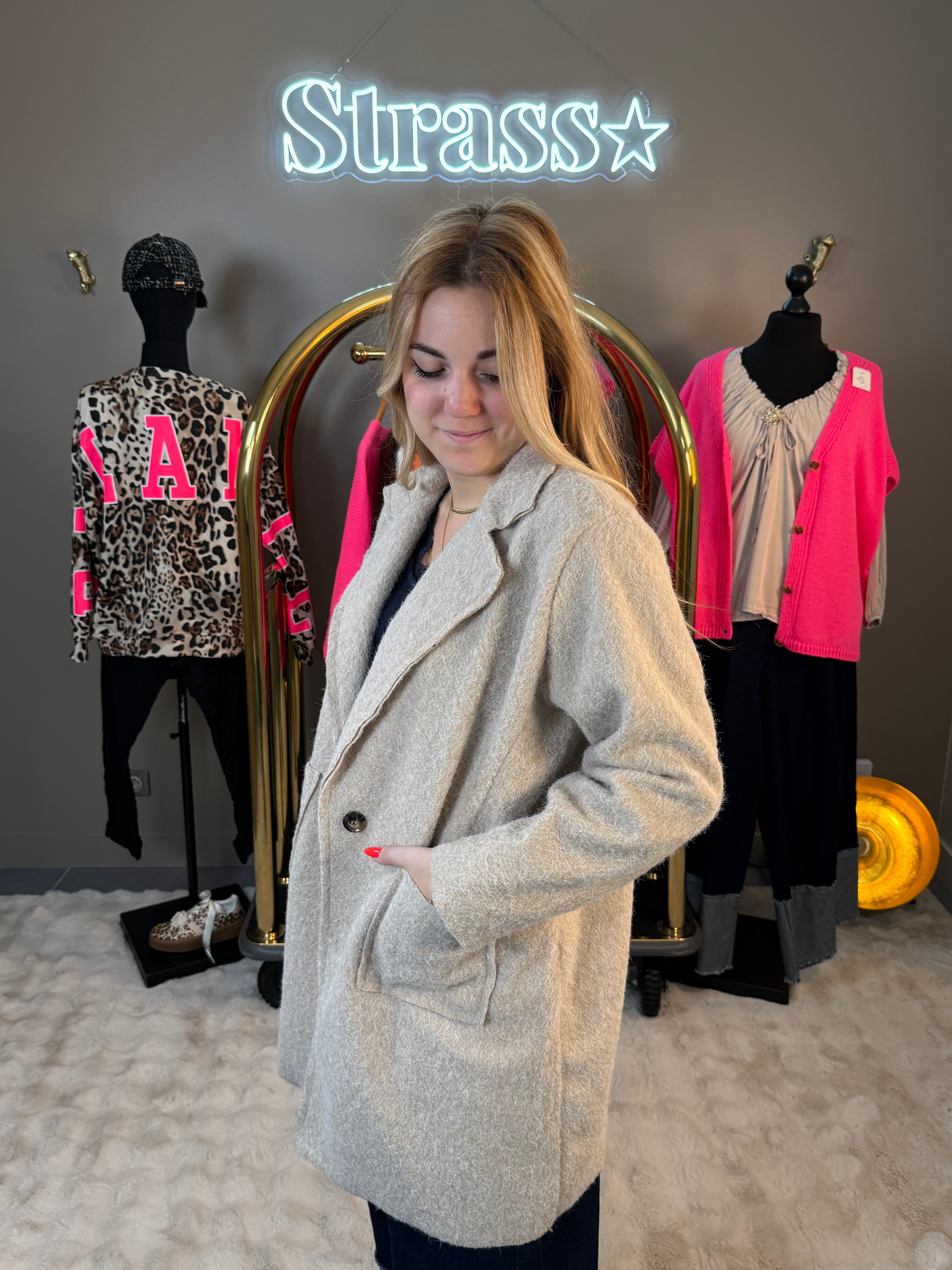 Manteau Laine Rase Beige