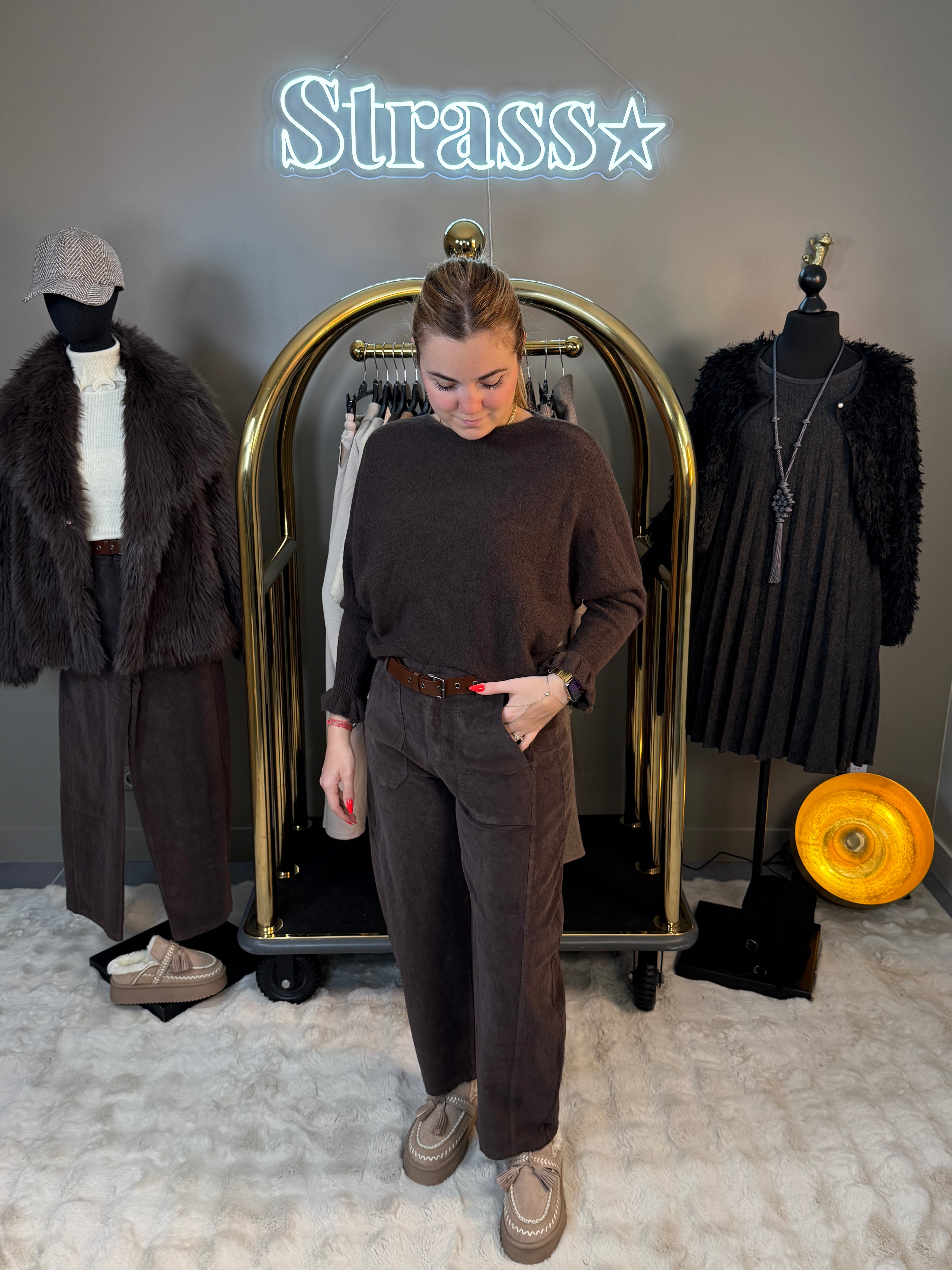 (PRÉ COMMANDE) Pantalon Bulle Velours Choco