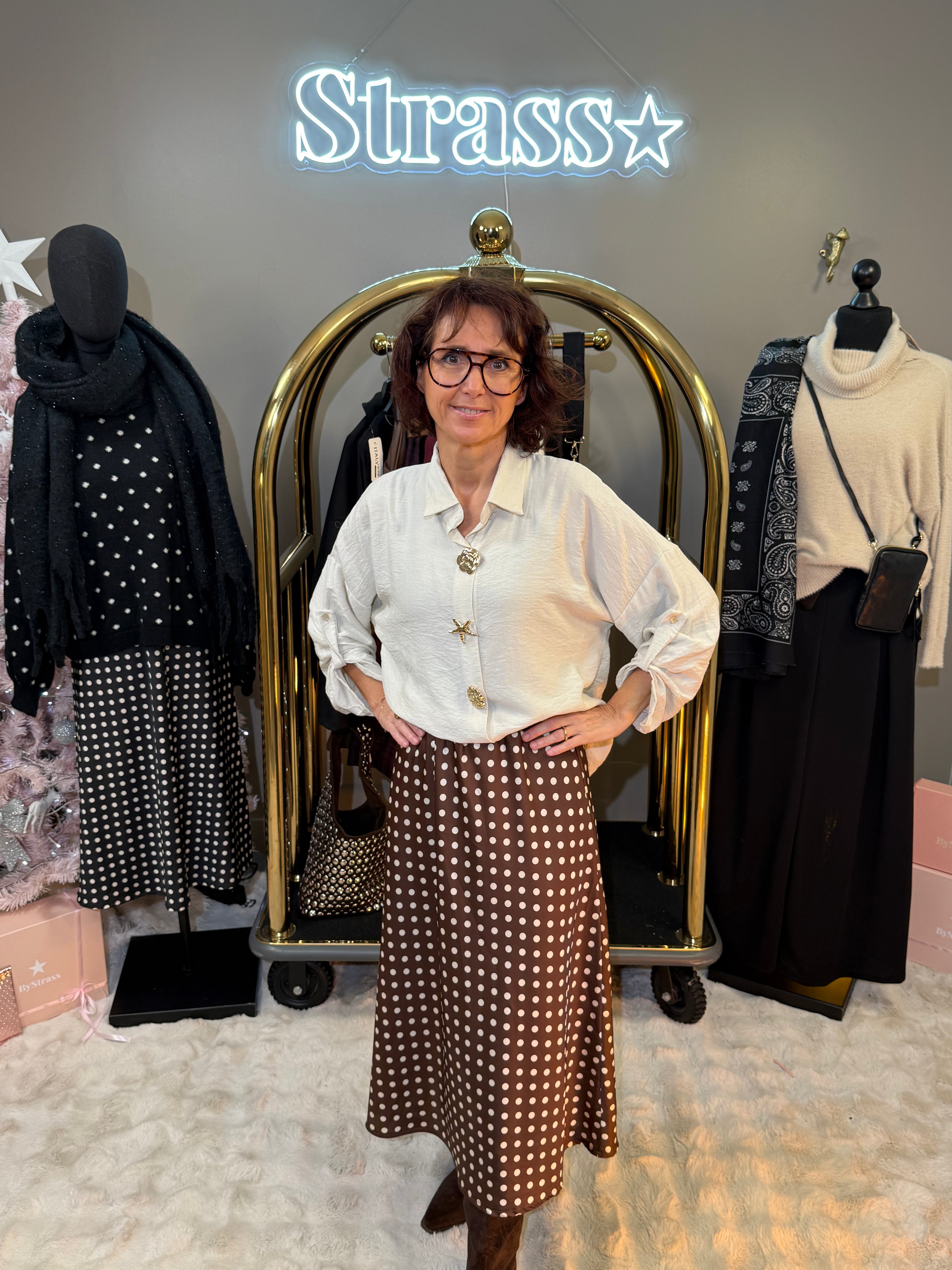 Jupe Satin Petits Pois Choco