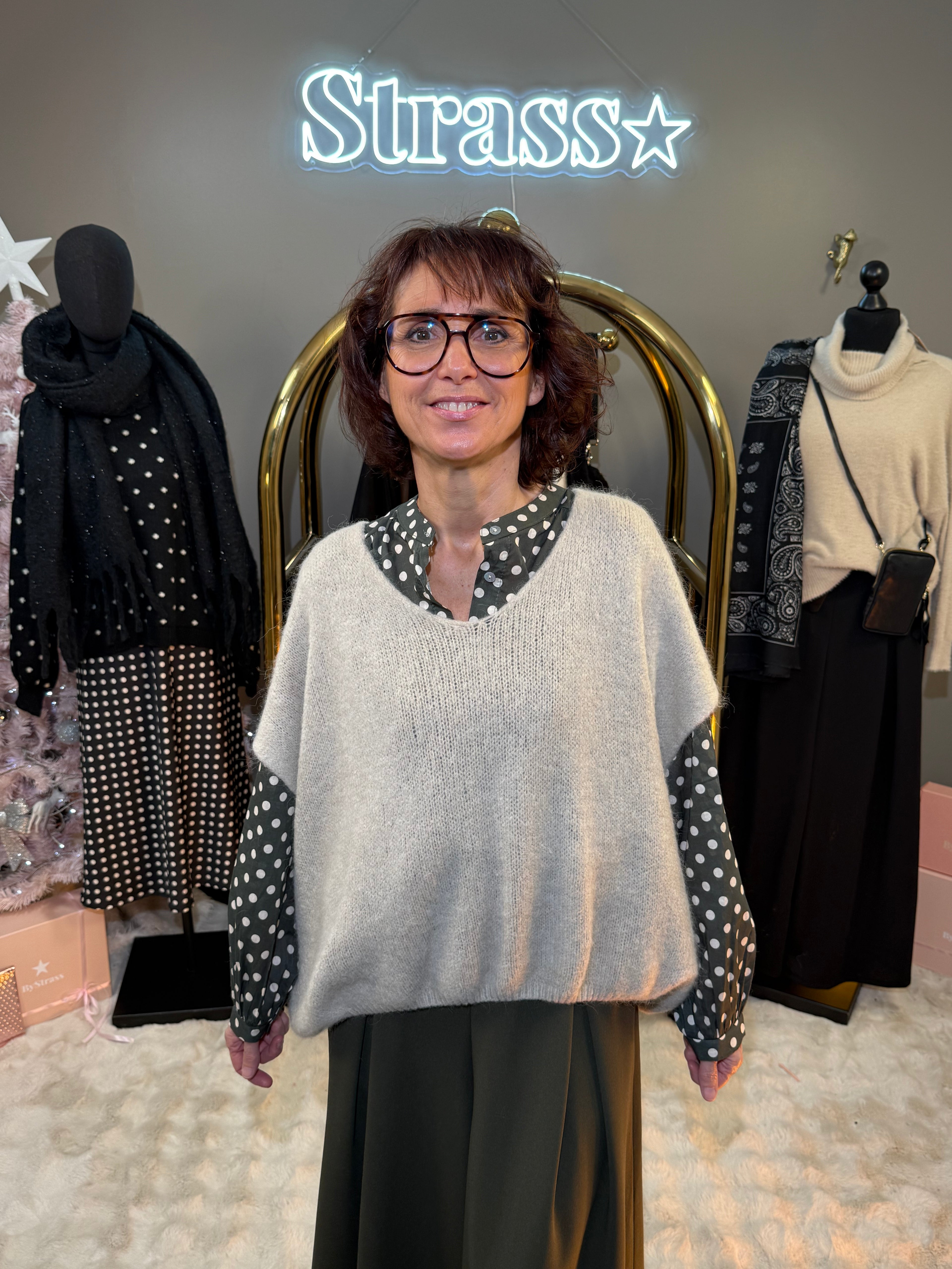 Pull Sans Manche Beige