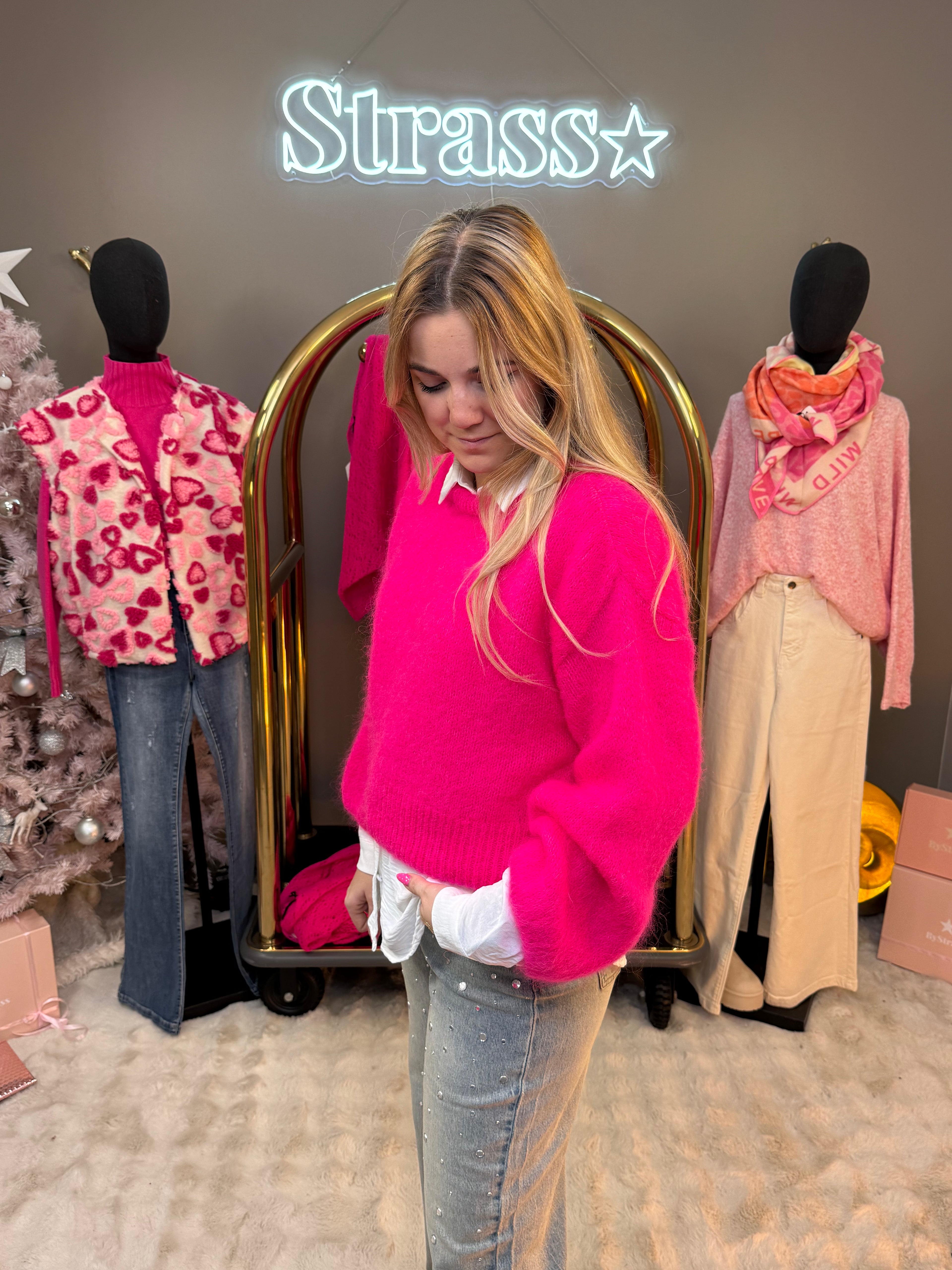 Pull Nina Mohair Rose Fluo