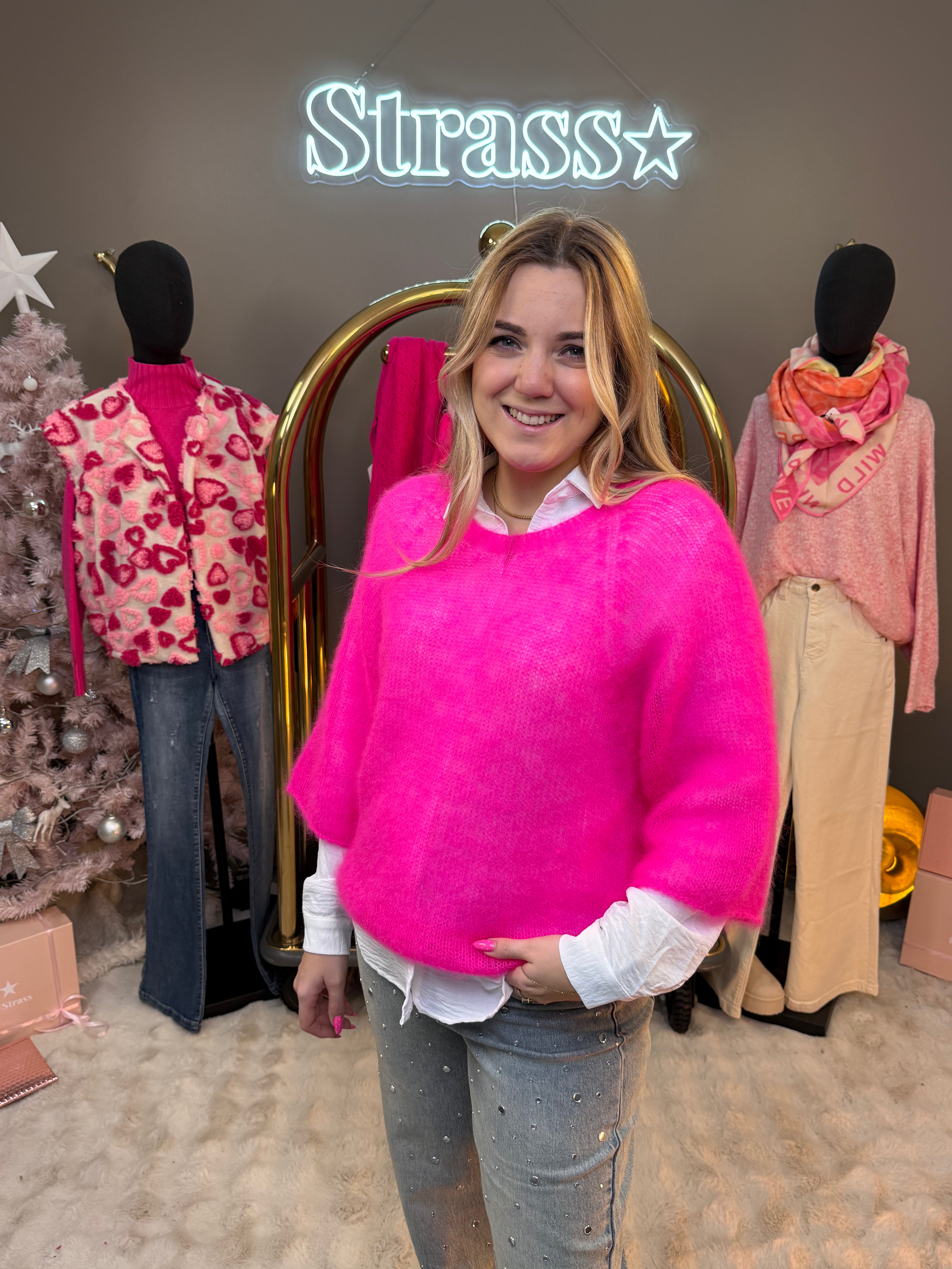 Pull Melissa Mohair Rose Fluo