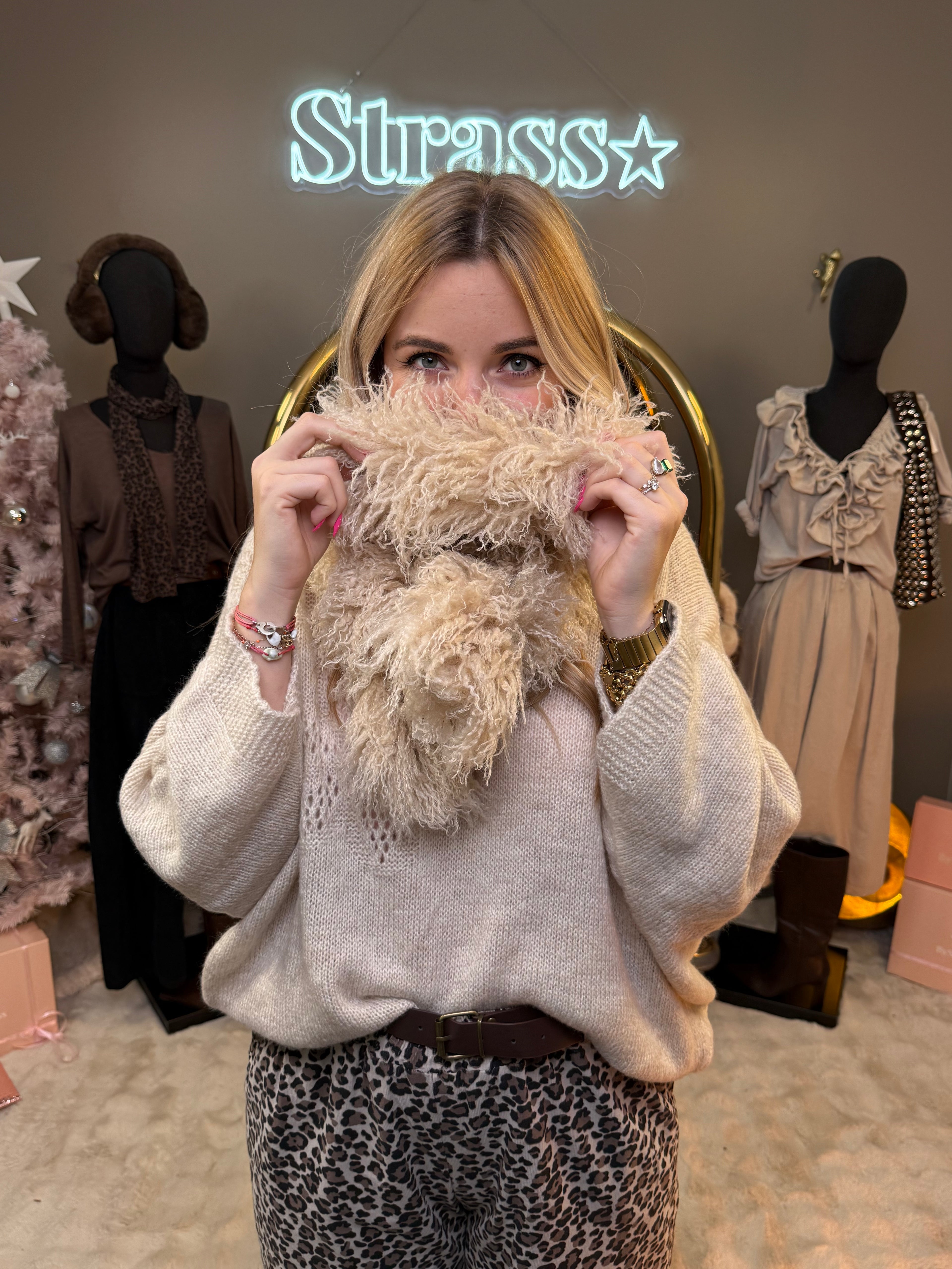 Écharpe Faux Mouton Beige