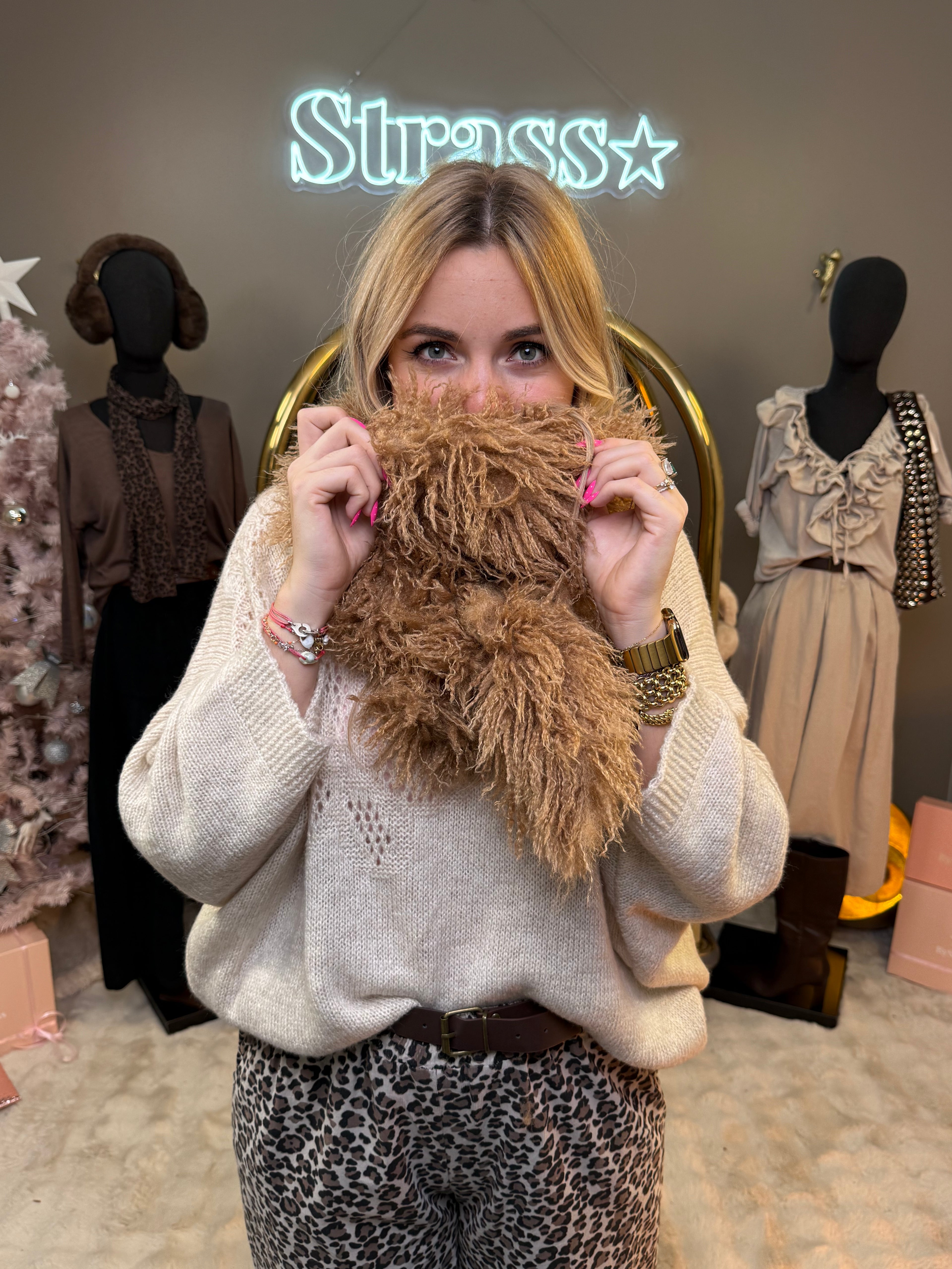 Écharpe Faux Mouton Camel